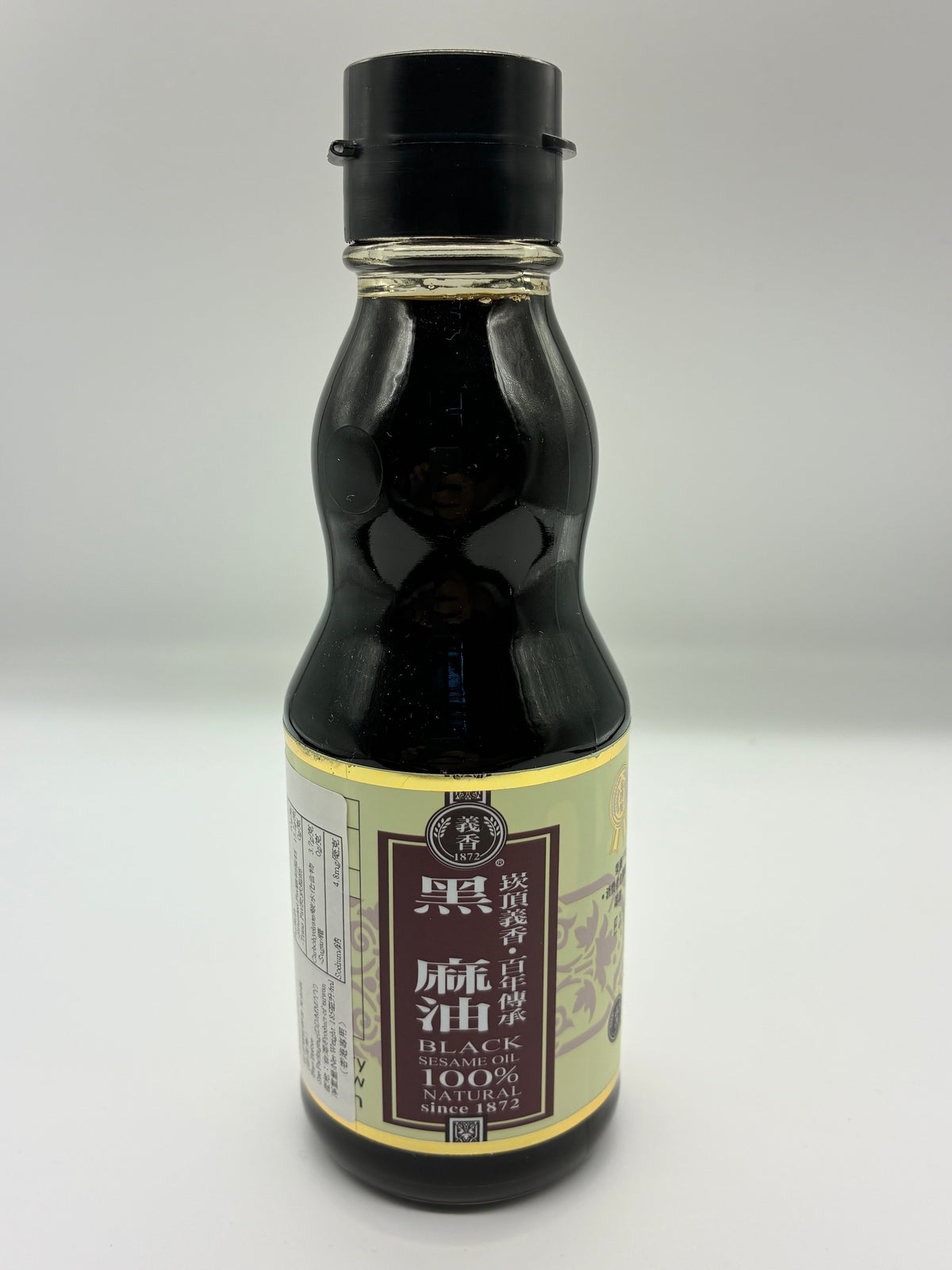 台灣純黑芝麻油 185ML 玻璃樽裝正面照