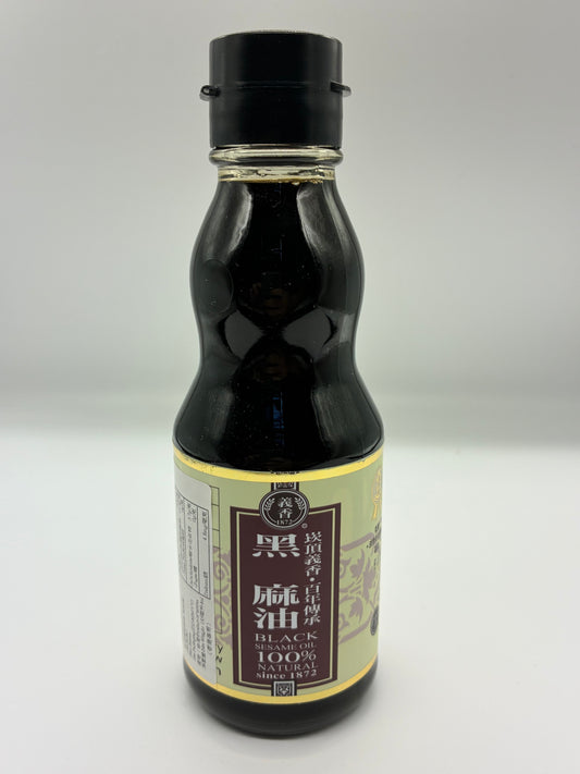 台灣純黑芝麻油 185ML 玻璃樽裝正面照